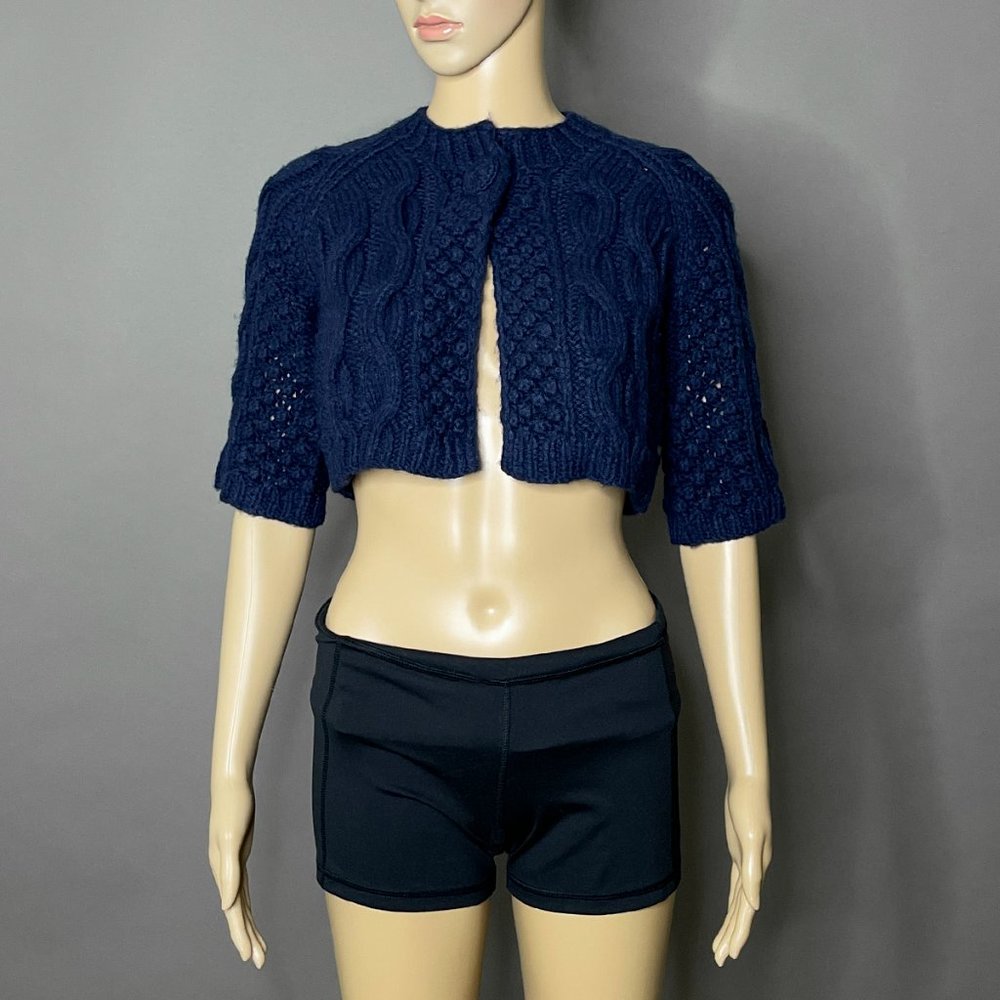 BB Dakota Dark Blue Crochet Sweater One Button Closure‎ Size Small